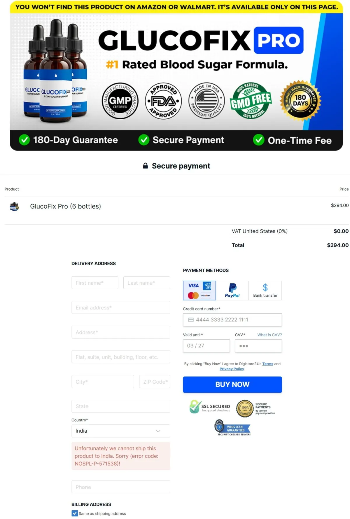 GlucoFix Pro order page