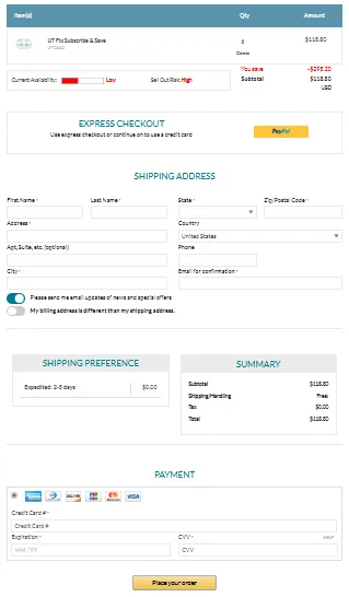 Utfix Order Page