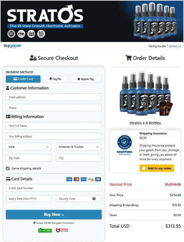 STRATOS Order Page