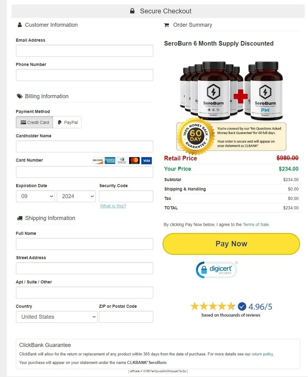 seroburn Order Page