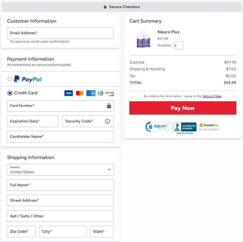 Neuro Plus Order Page