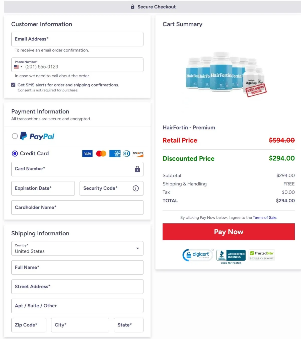 HairFortin order page
