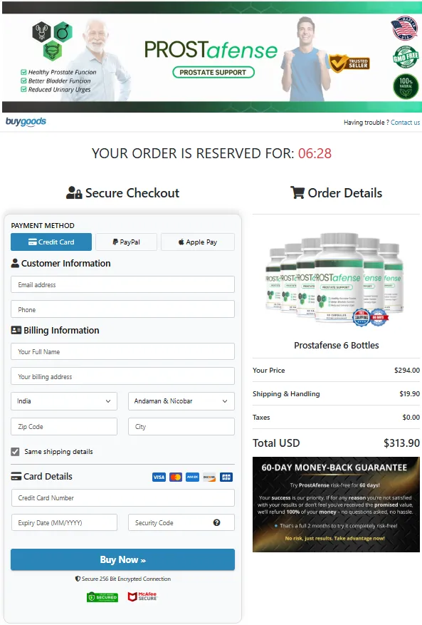 ProstAfense Order Page