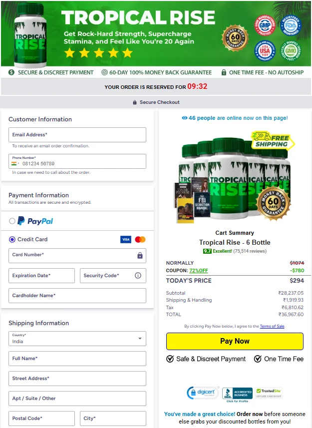 Tropical Rise Order Page