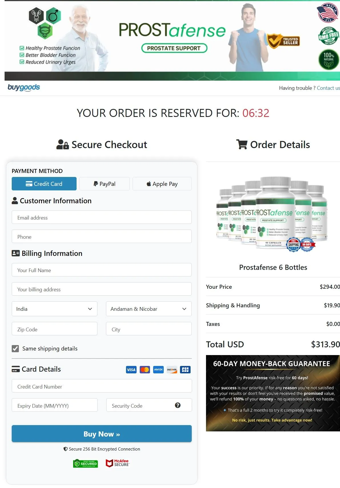 ProstAfense Order Page