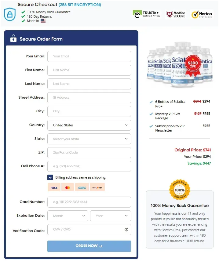 Sciatica Pro+ Order Page