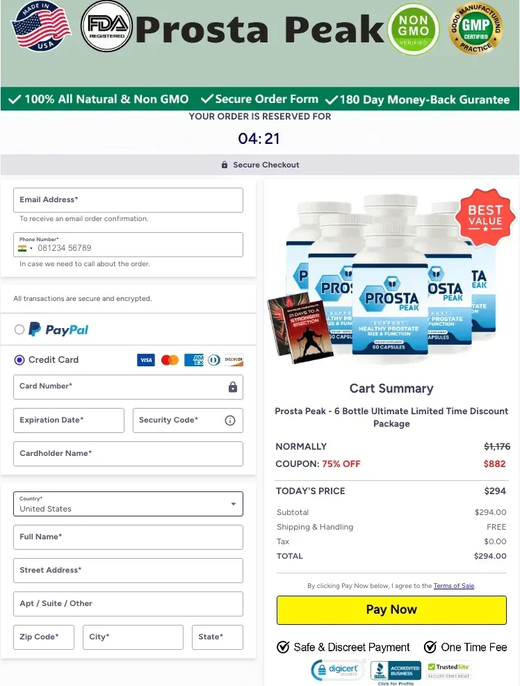 ProstaPeak Order Page