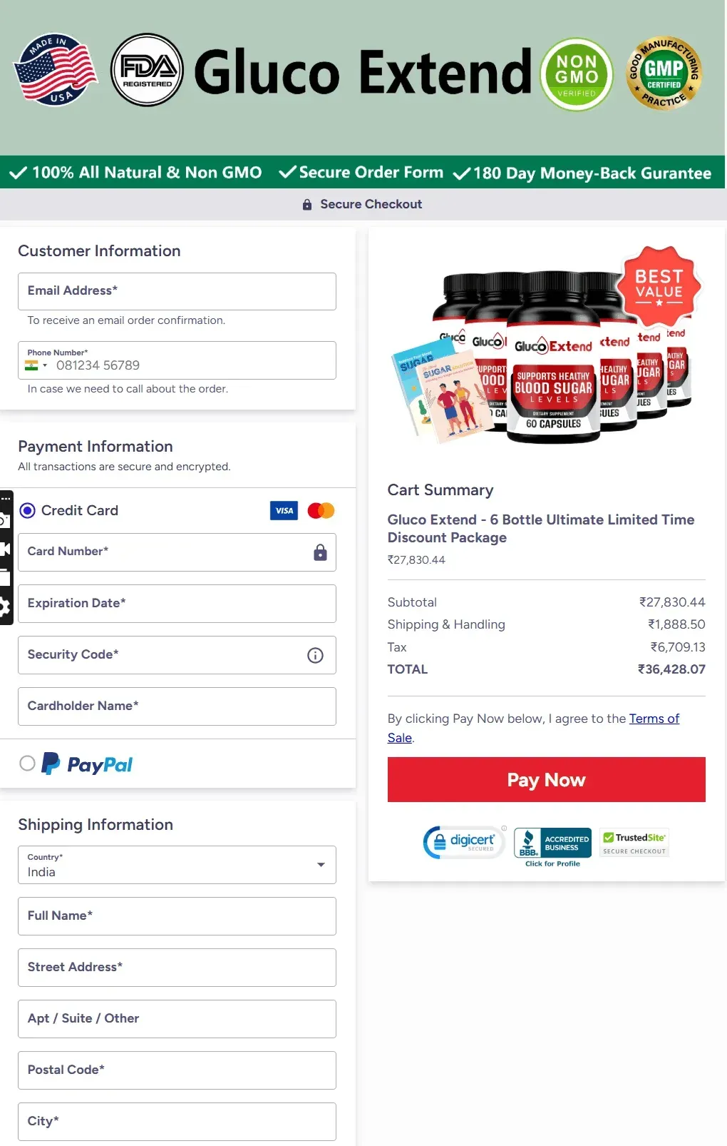 Glucoextend Order Page