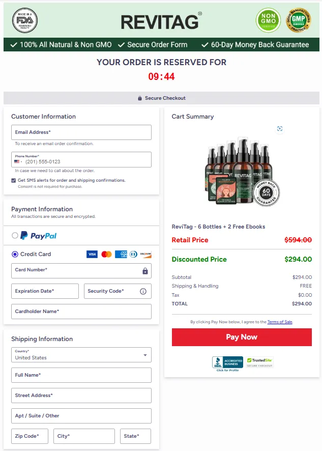 REVITAG Order Page