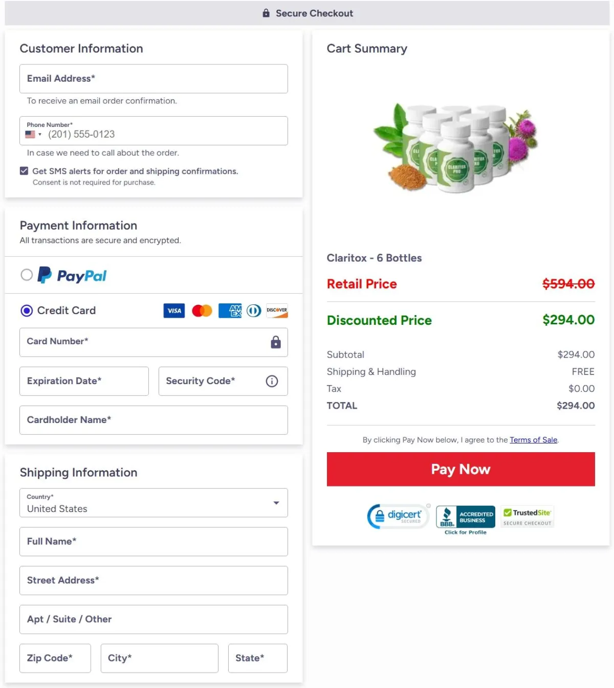 Claritox Pro Order Page
