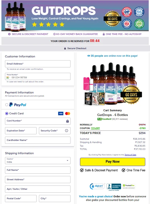 Gut Drops Order Page