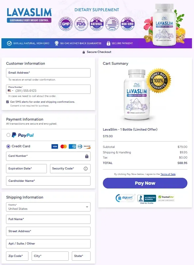 LavaSlim Order Page