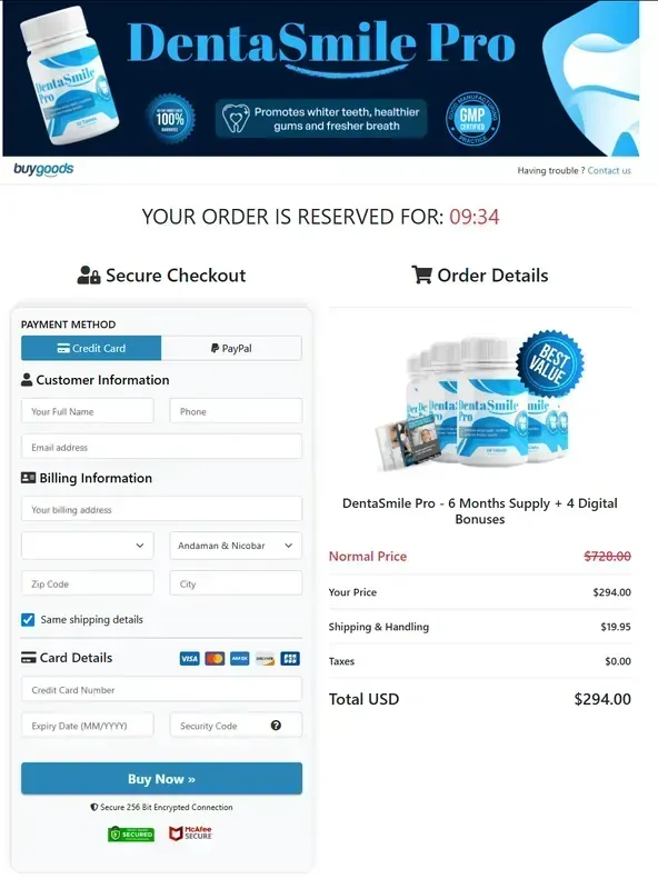 denta smile pro Order Page