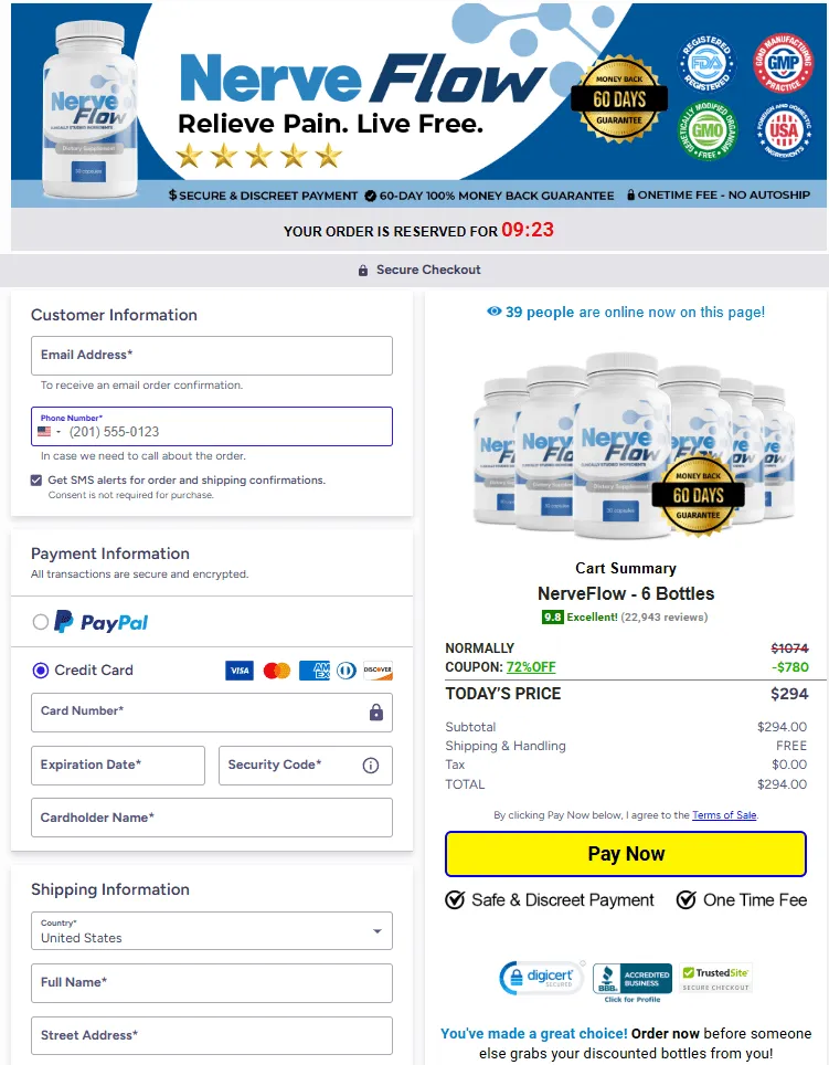NerveFlow  Order Page