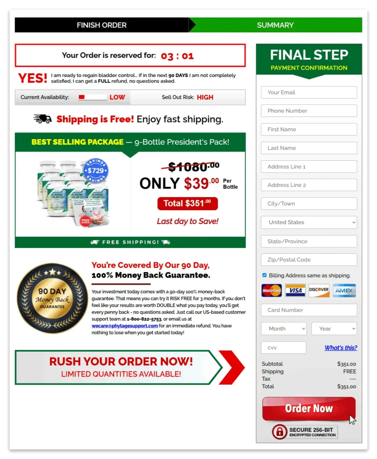 Bladder Relief 911- Order Page