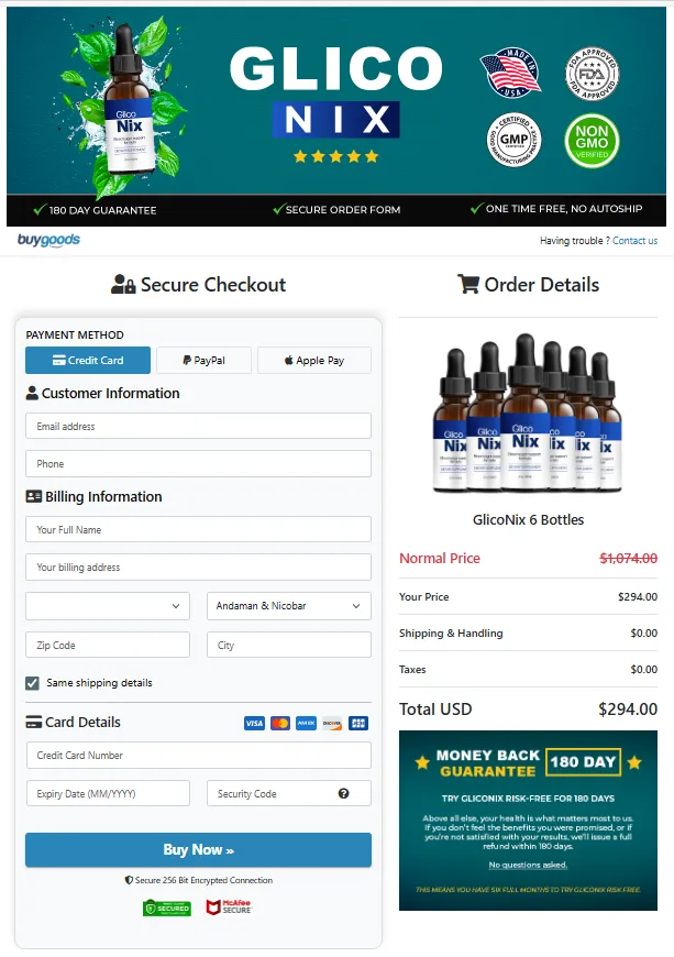 Gluconix Order Page