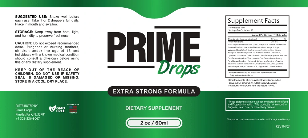 Prime Drops supplement facts