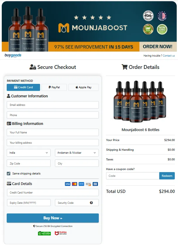 MounjaBoost Order Page