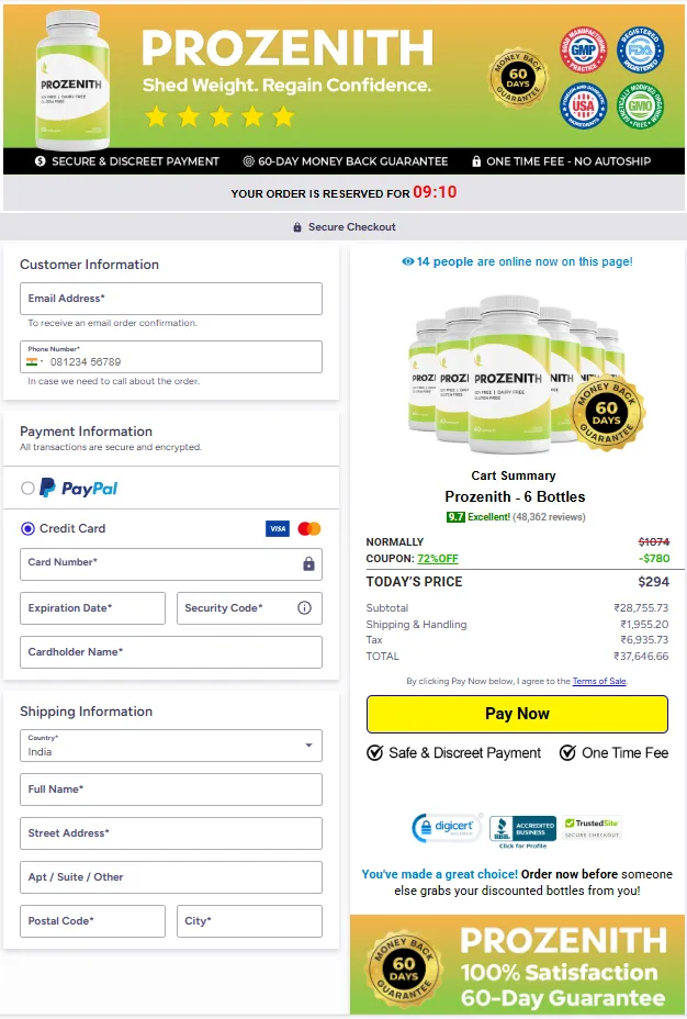 Prozenith Order Page