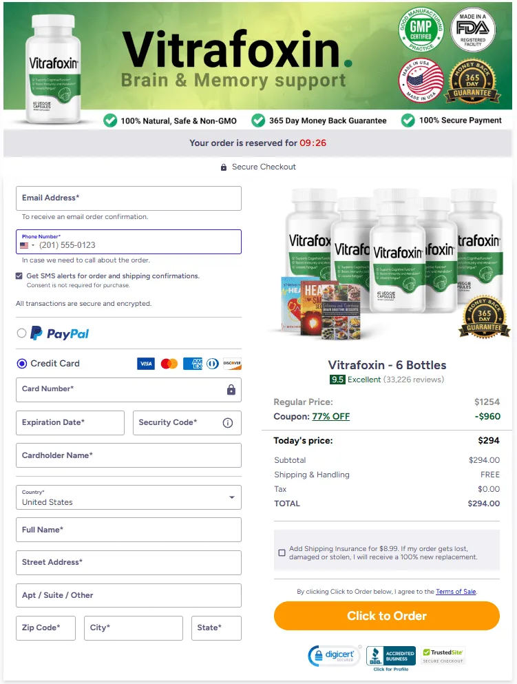vitrafooxin Order Page