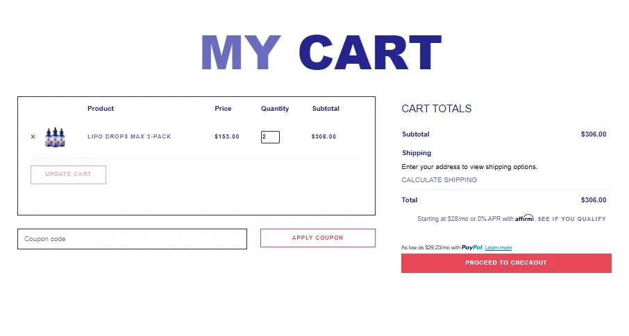 LipoDrops Order Page