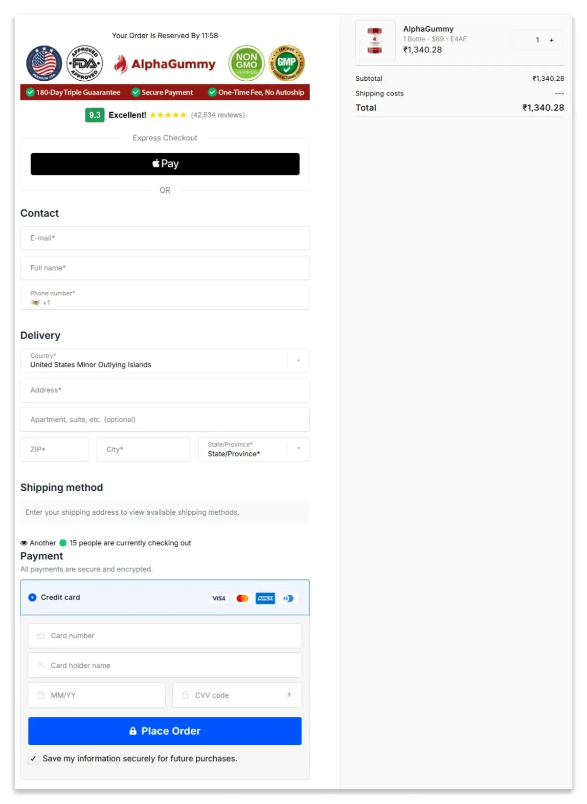 Alpha Gummy Order Page