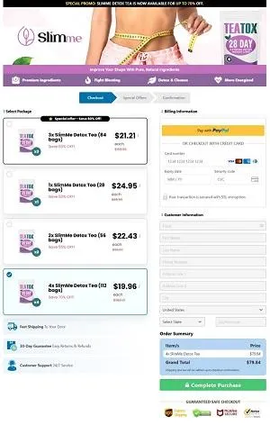 SlimMe Detox Tea Order Page