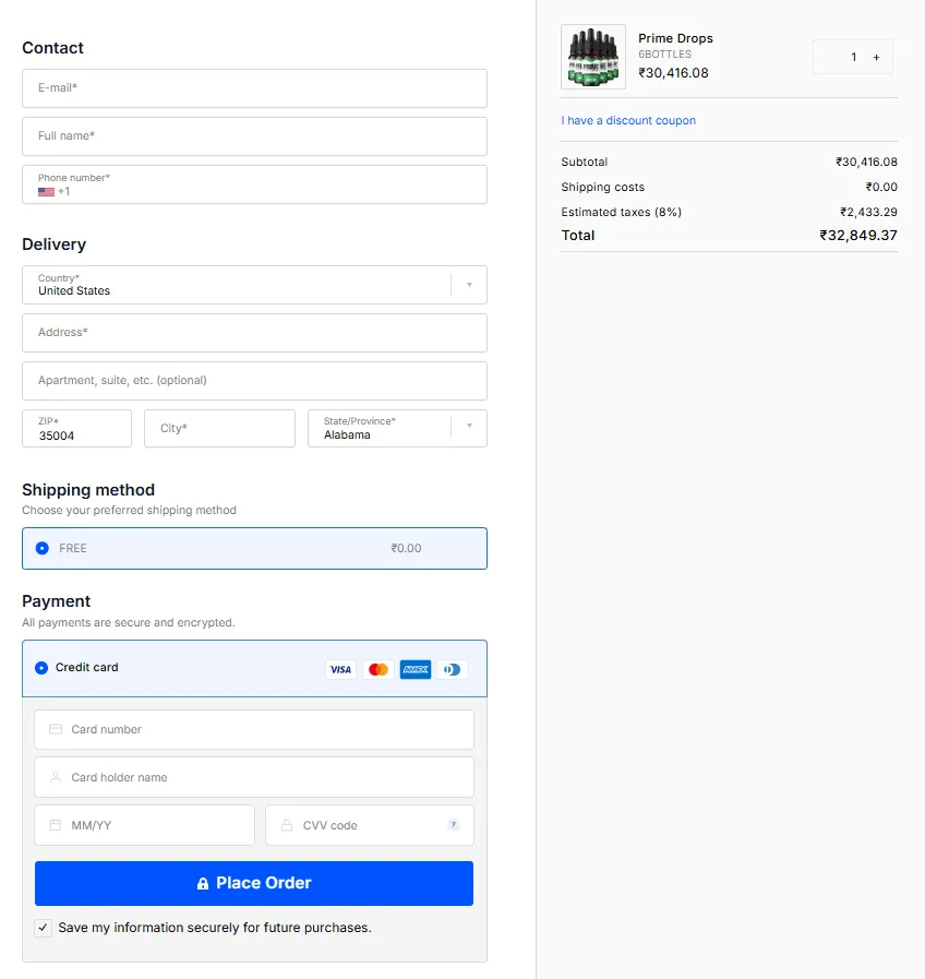 Prime Drops Order Page