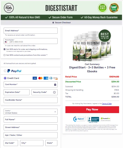 DigestiStart Order Page