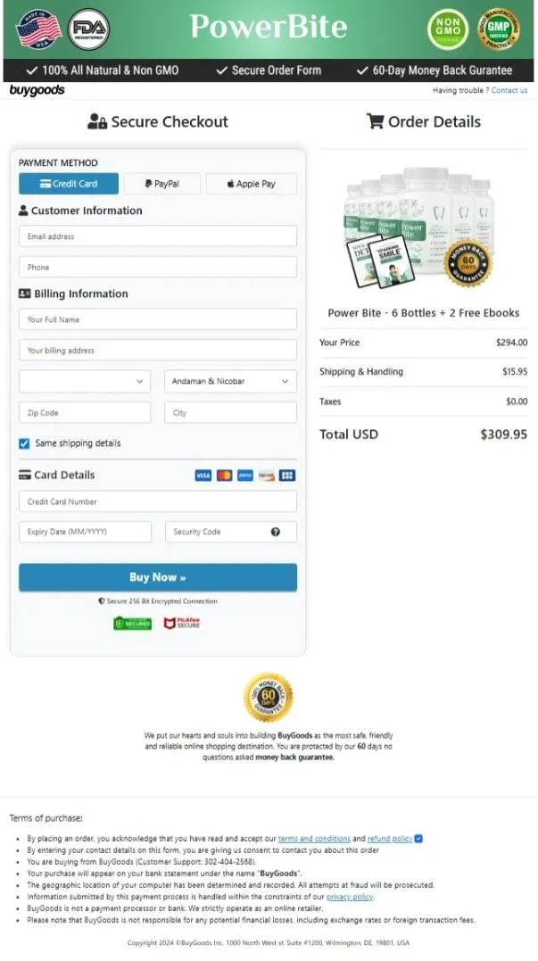 PowerBite Order Page