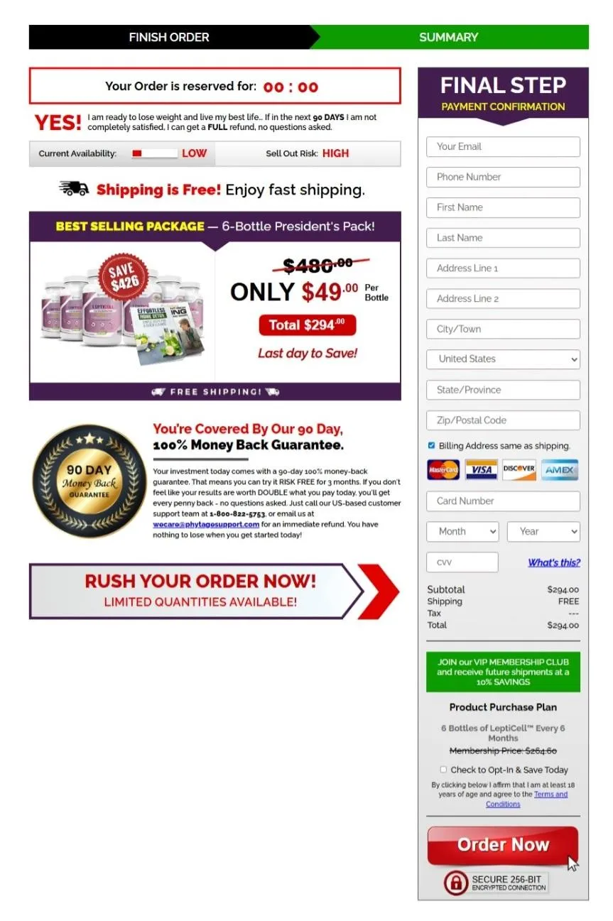 LeptiCell Order Page