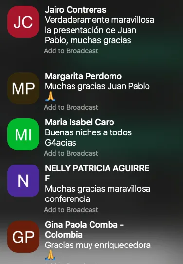Testimoniales Webinars Juan Pablo Gaviria