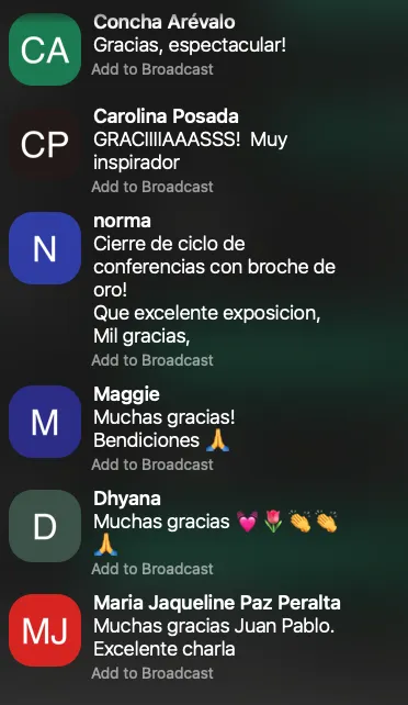 Testimoniales Webinars Juan Pablo Gaviria