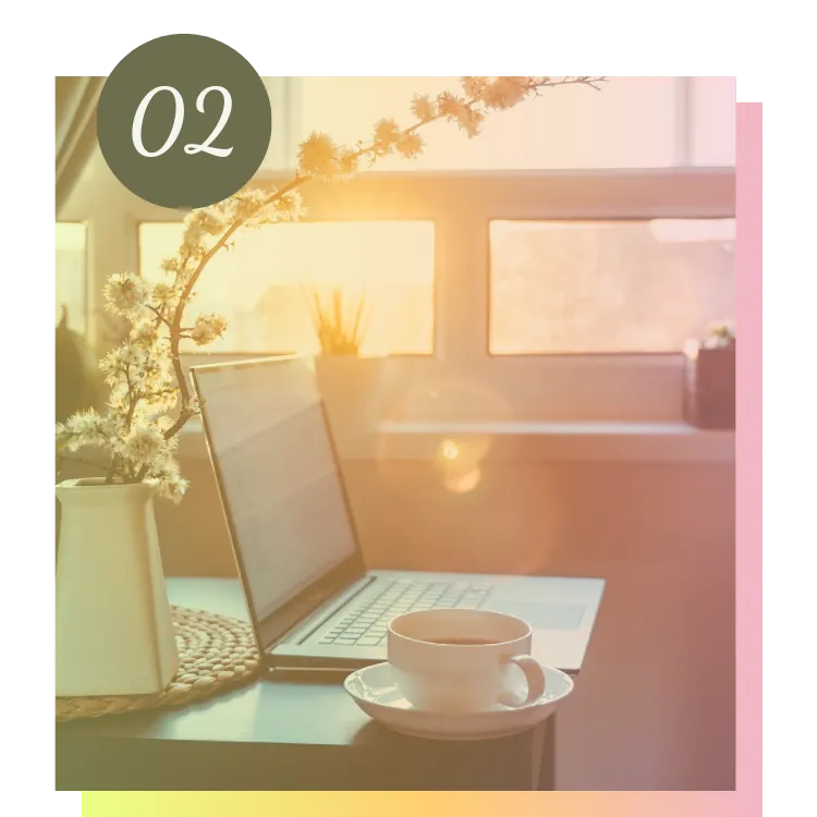 Laptop on desk with a cup of tea, symbolising online telehealth feeding therapy sessions with Grate Adventures.