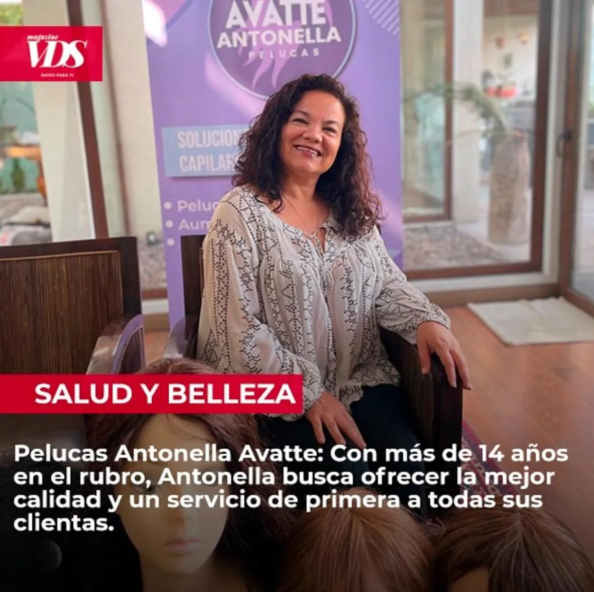 Antonella Avatte en su tienda de pelucas oncológicas en Santiago