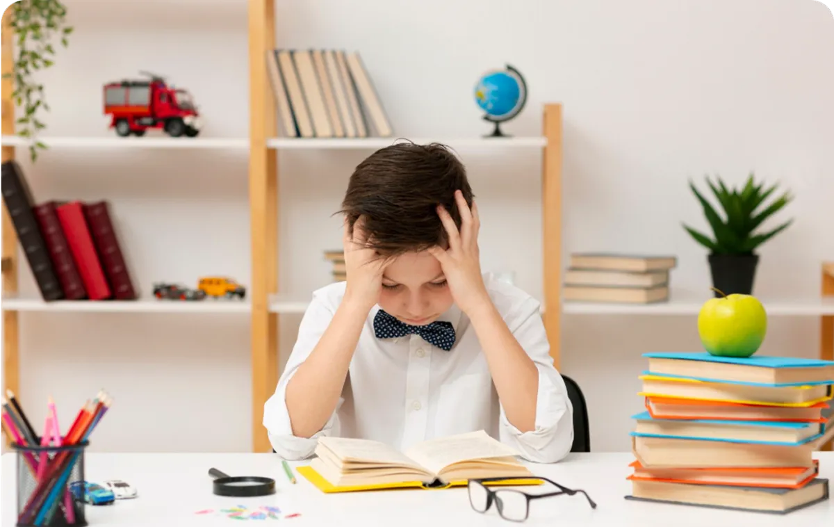 young child writing on a notebook