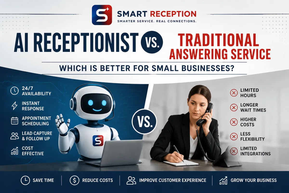 Comparison of an AI receptionist and a traditional answering service for small businesses