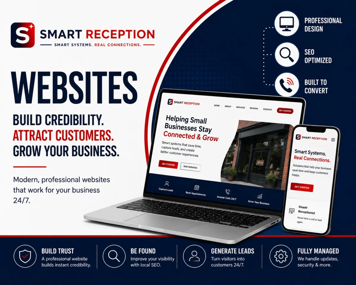 Small business owner reviewing a professional business website on a laptop