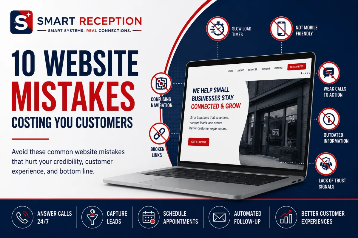 Small business website with common design mistakes that can cost customers