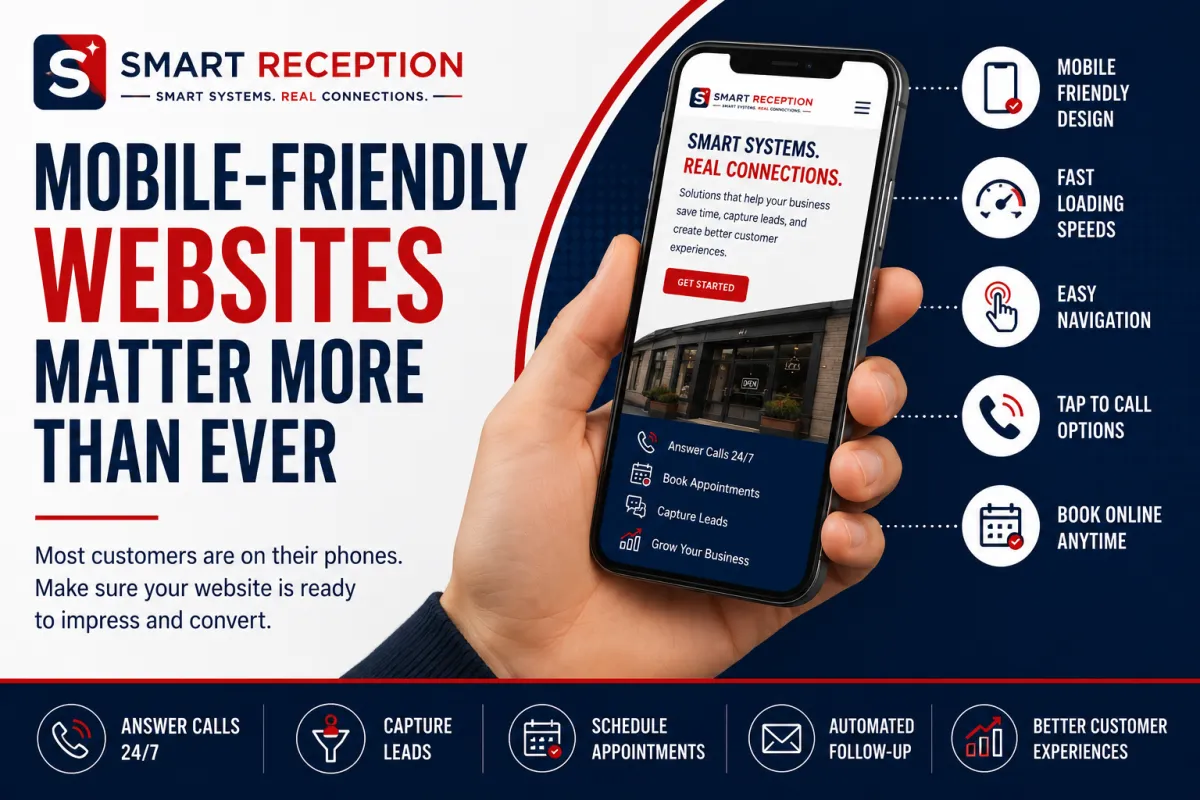 Small business website displayed on a smartphone with a mobile-friendly responsive design