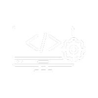 A computer monitor displaying a code symbol, representing programming or software development