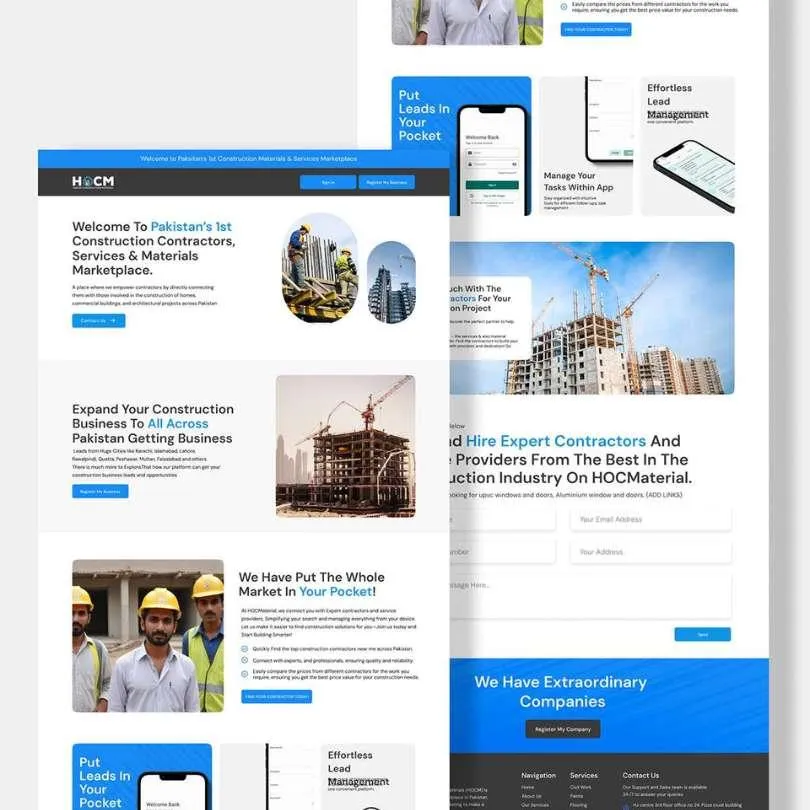 startup website developed by exter marketing Of HOCMaterial