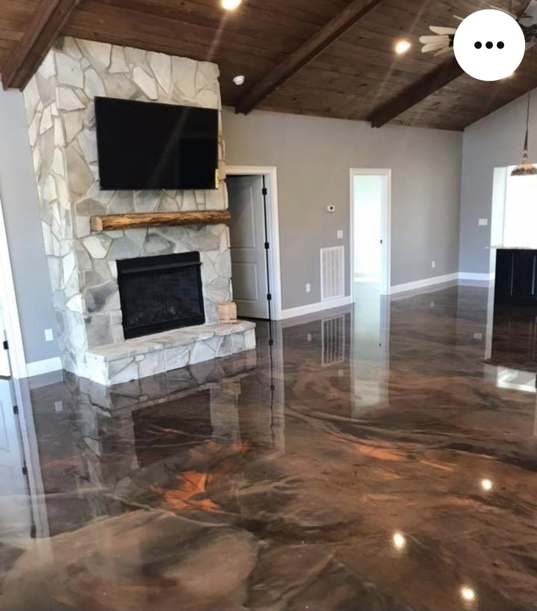 Custom epoxy floor with metallic/flake finish