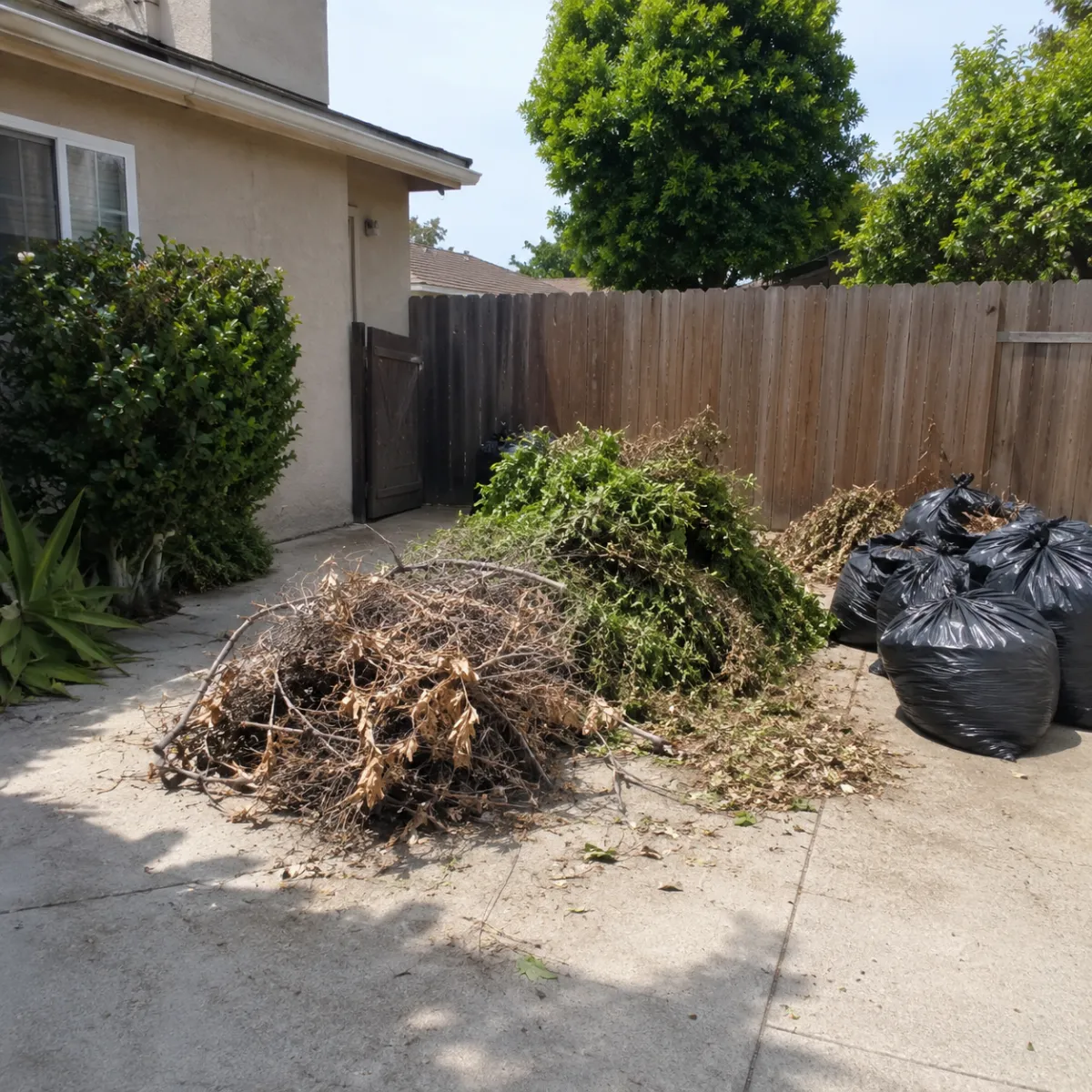 Property cleanup yard debris in Fresno