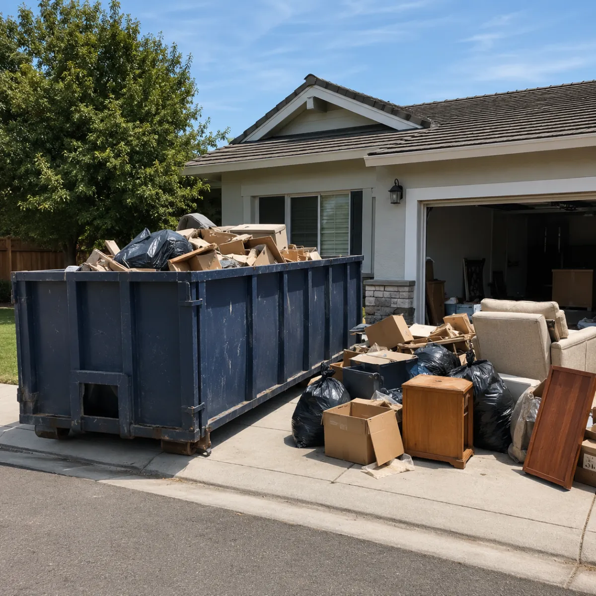 Dumpster option for whole house cleanout in Fresno