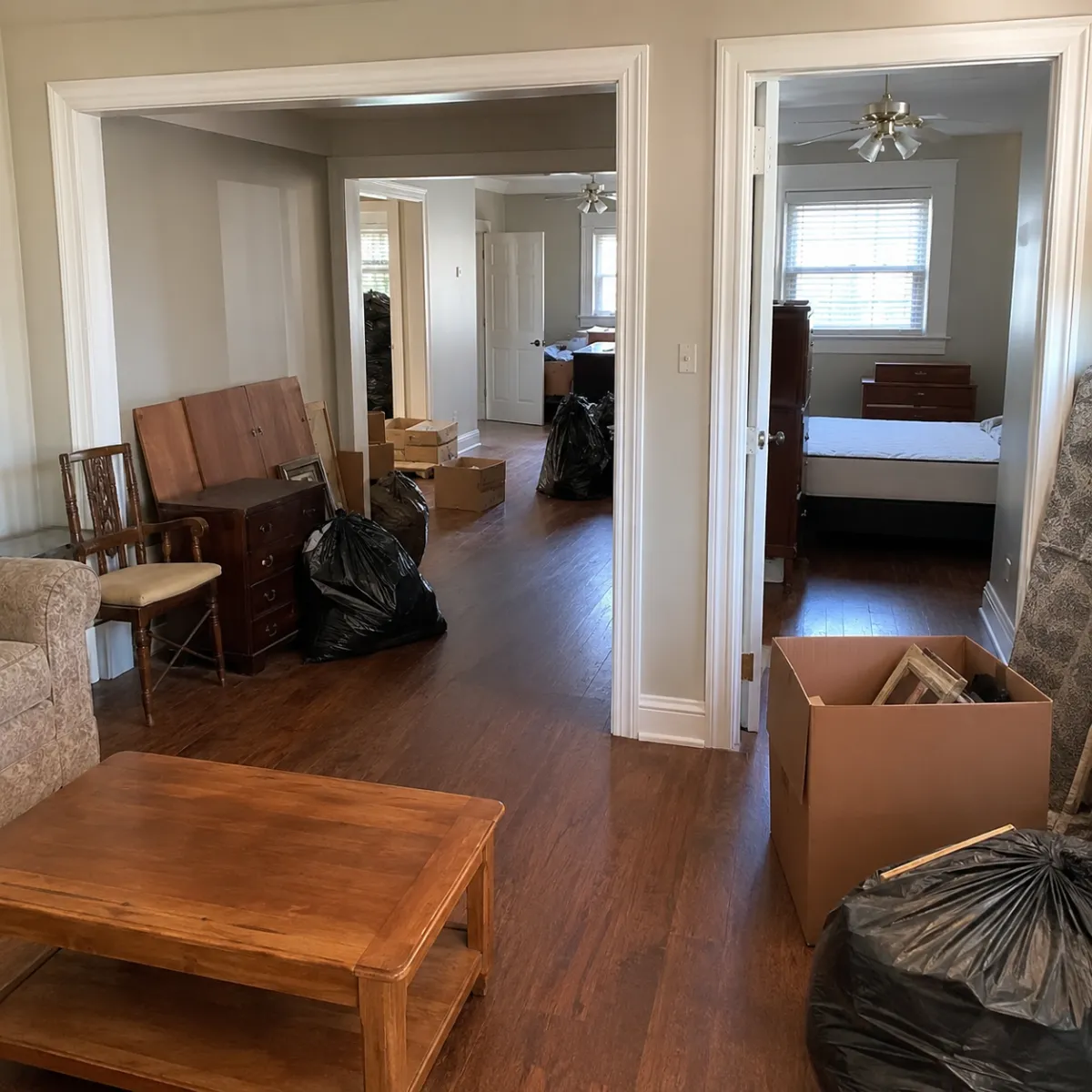 Whole property cleanout with outdoor debris in Fresno
