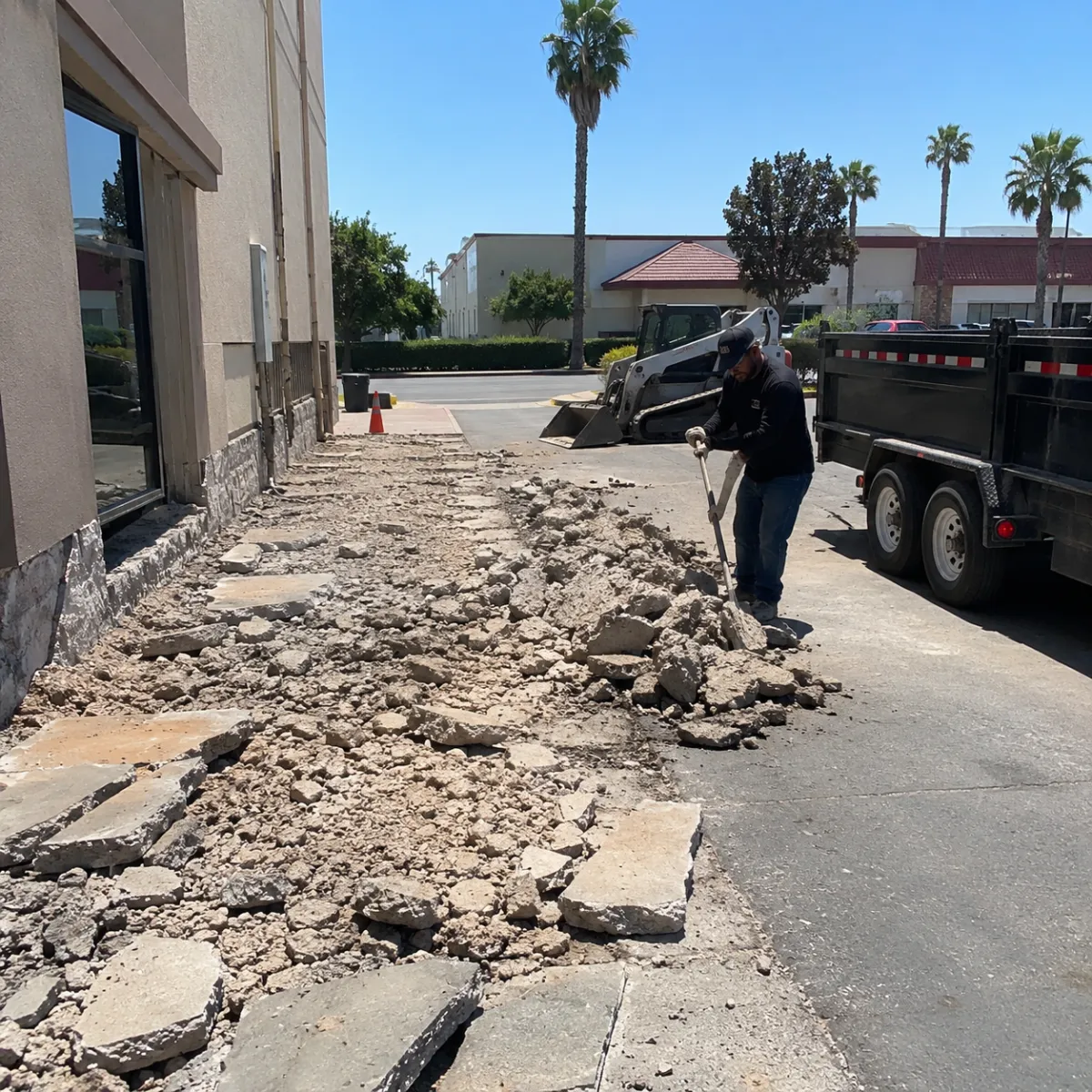 Commercial site concrete removal in Fresno