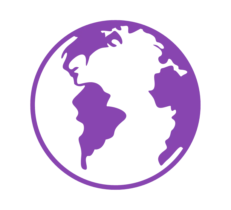 Purple Vector Image of Earth as a Globe