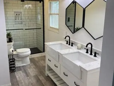 Modern basement bathroom renovation in Niagara Falls, Ontario