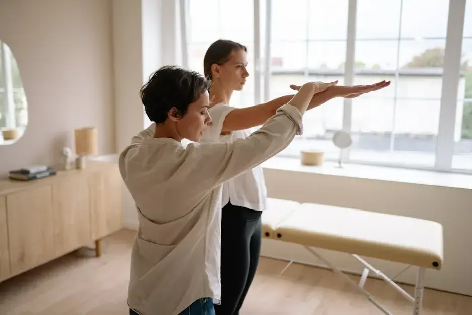Coach and client working together on a mindfulness practice plan